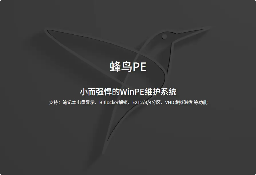 蜂鸟PE|小而强悍的Windows PE维护系统-影音视界